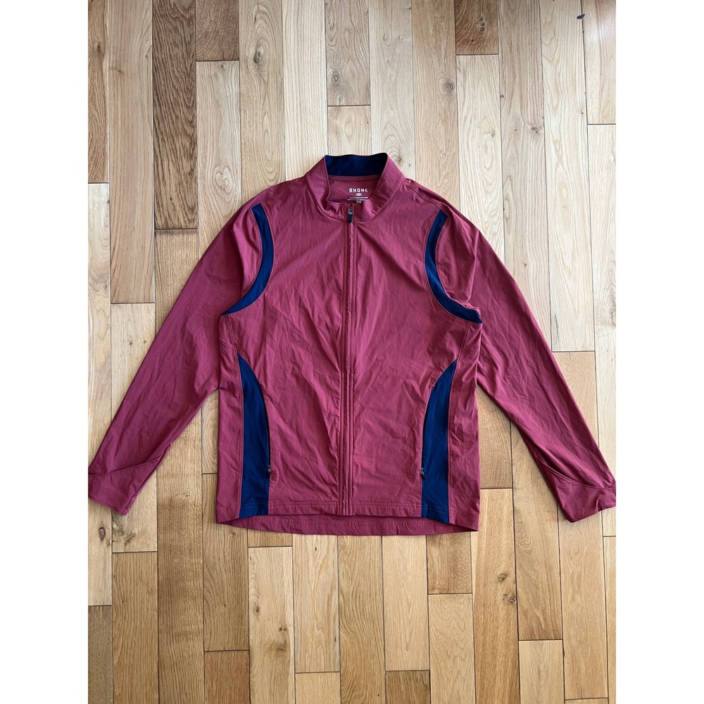 Rhone‎ Play Through Jacket Red Golf Windbreaker Zip Front Mock Neck Mens Size M